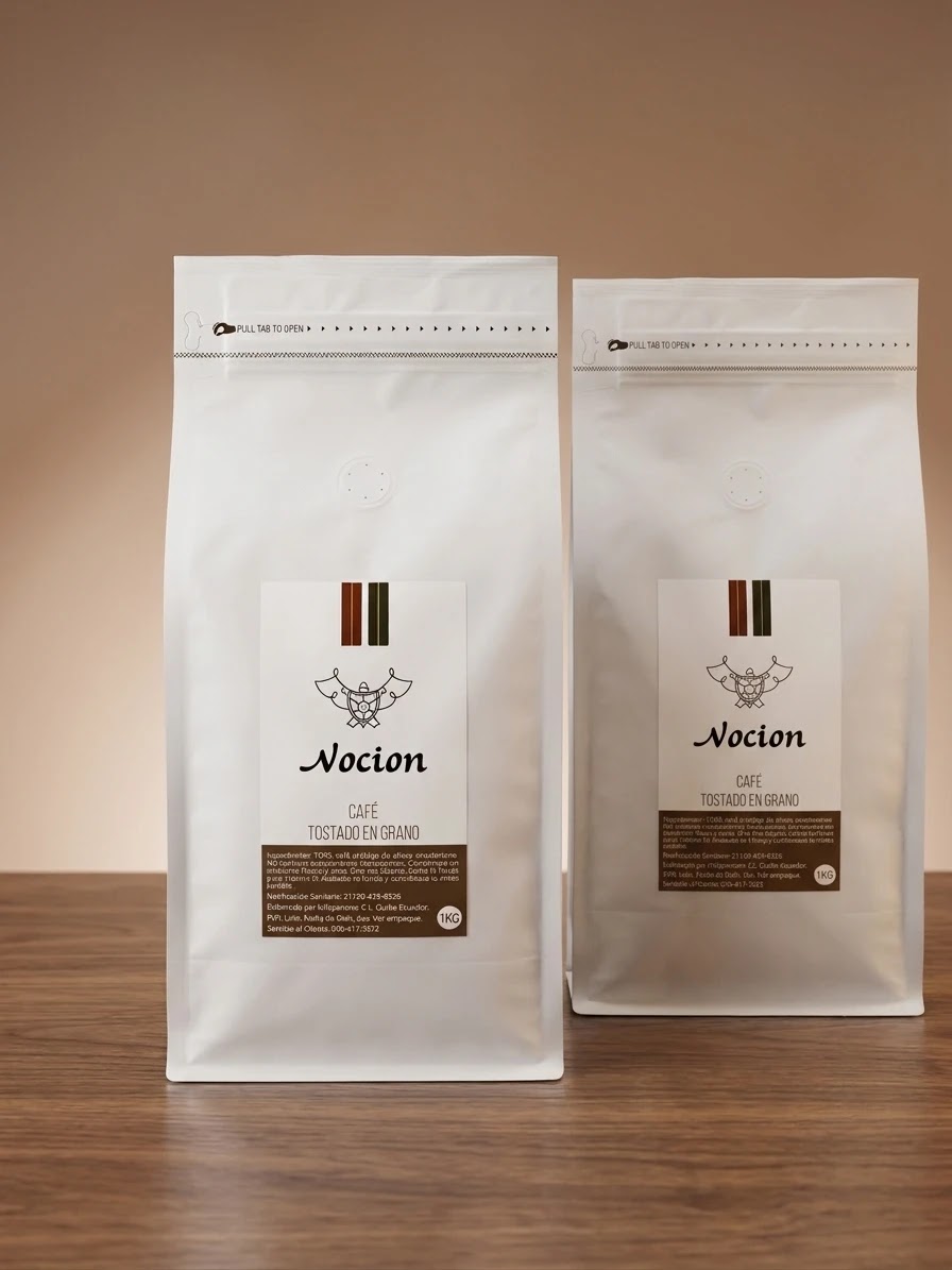 Empaque de café Noción sobre la barra